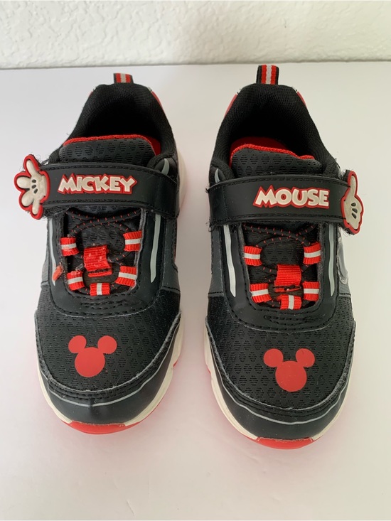 Disney Other - Disney Mickey Mouse Boys Light-Up Hook & Loop Sneakers Black/Red US 9 M